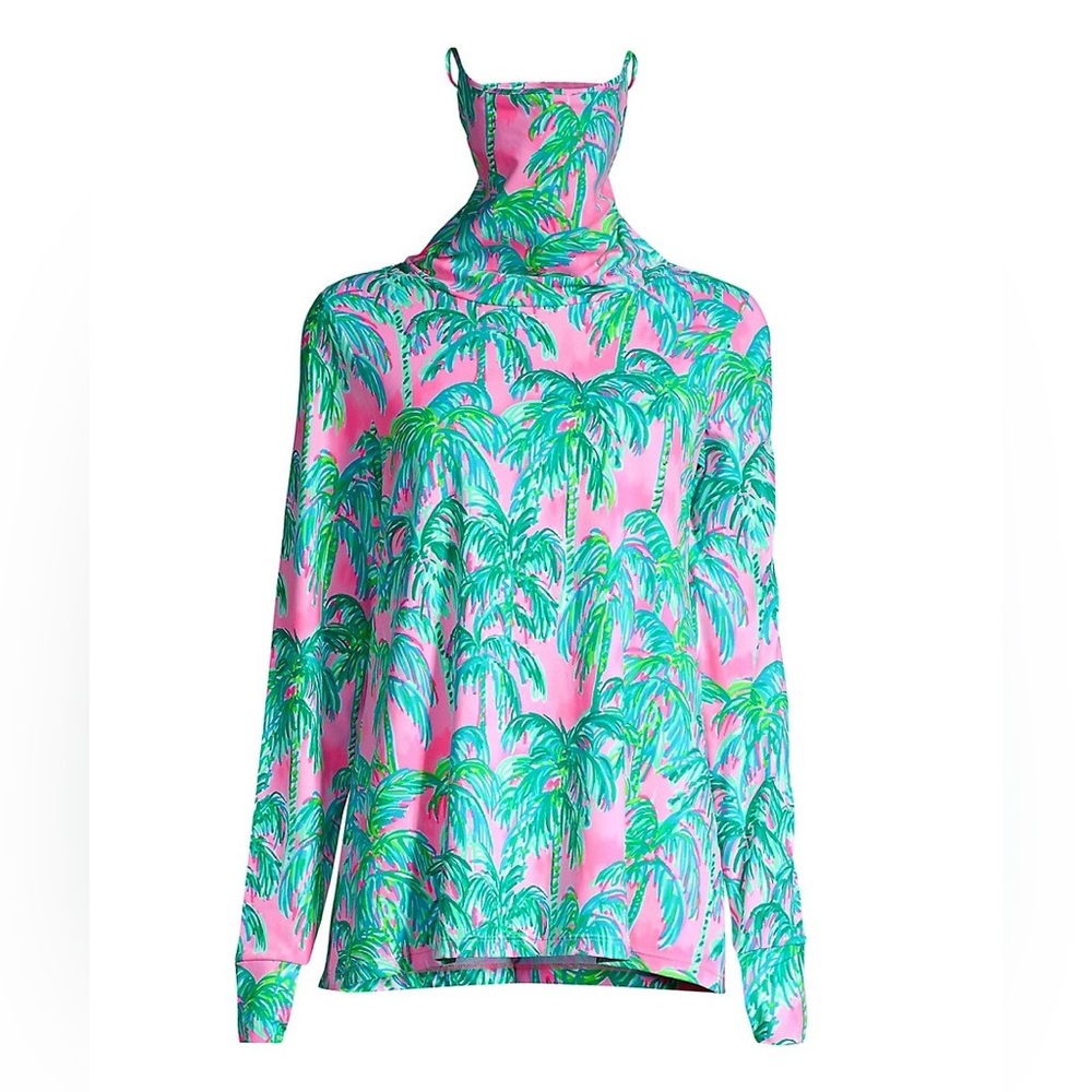 Lilly Pulitzer Lilshield Palm Tree UPF 50+ Cowlneck Top Small NWT - Picture 9 of 9